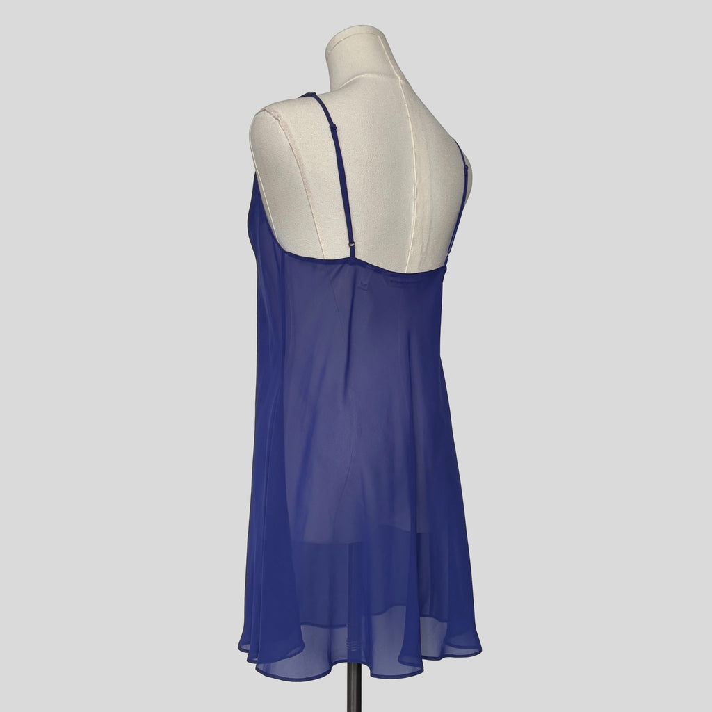 Electric blue sheer embroidered slip dress