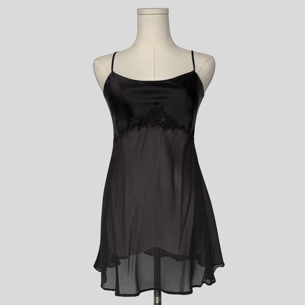 Sheer floral embroidered babydoll dress