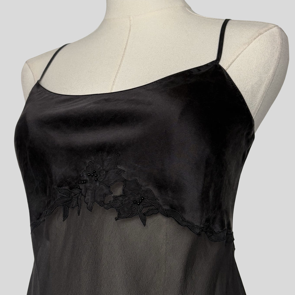 Sheer floral embroidered babydoll dress
