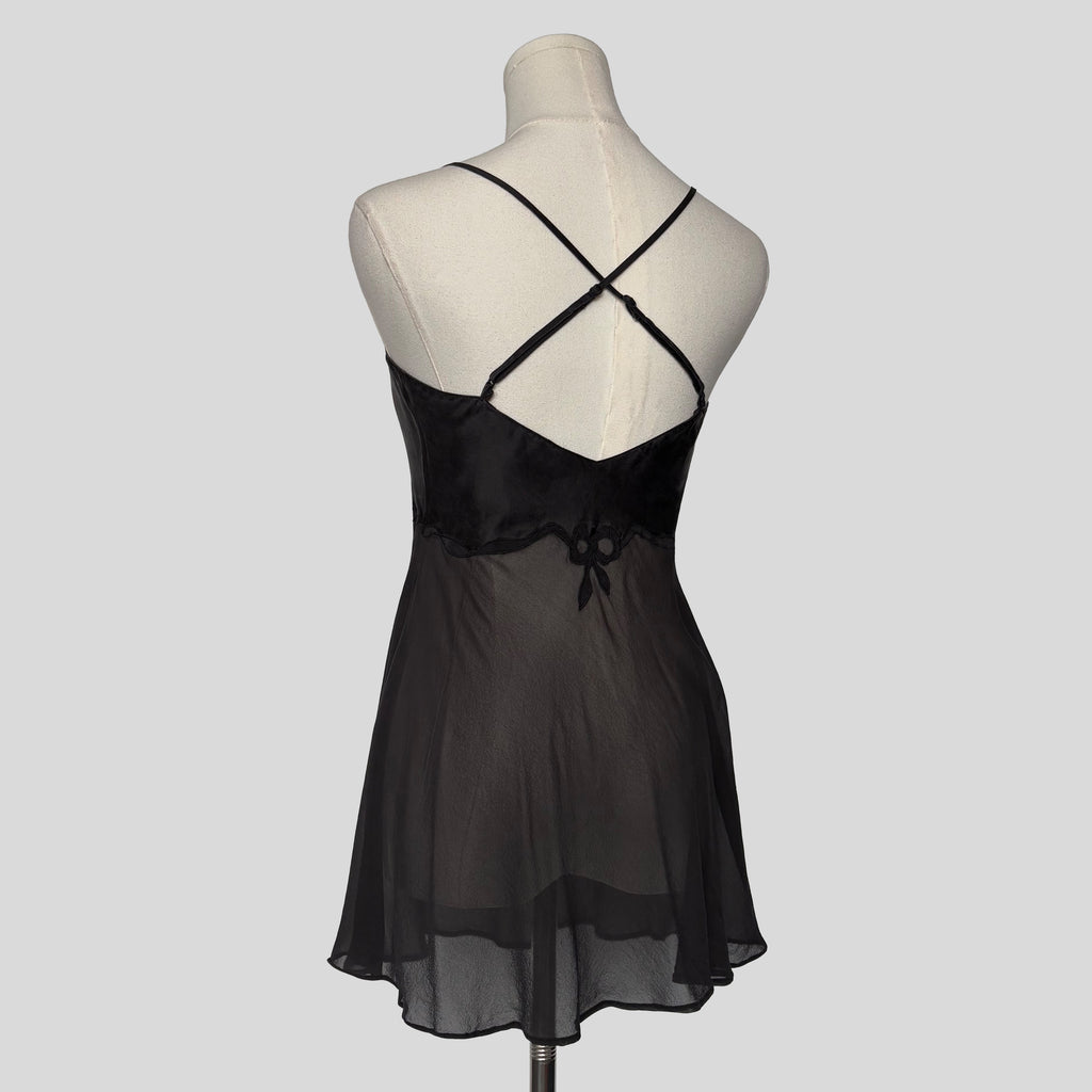 Sheer floral embroidered babydoll dress