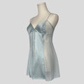 Polka dot mesh flyaway babydoll chemise in blue