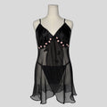 Rosette embellished babydoll dress with matching panties