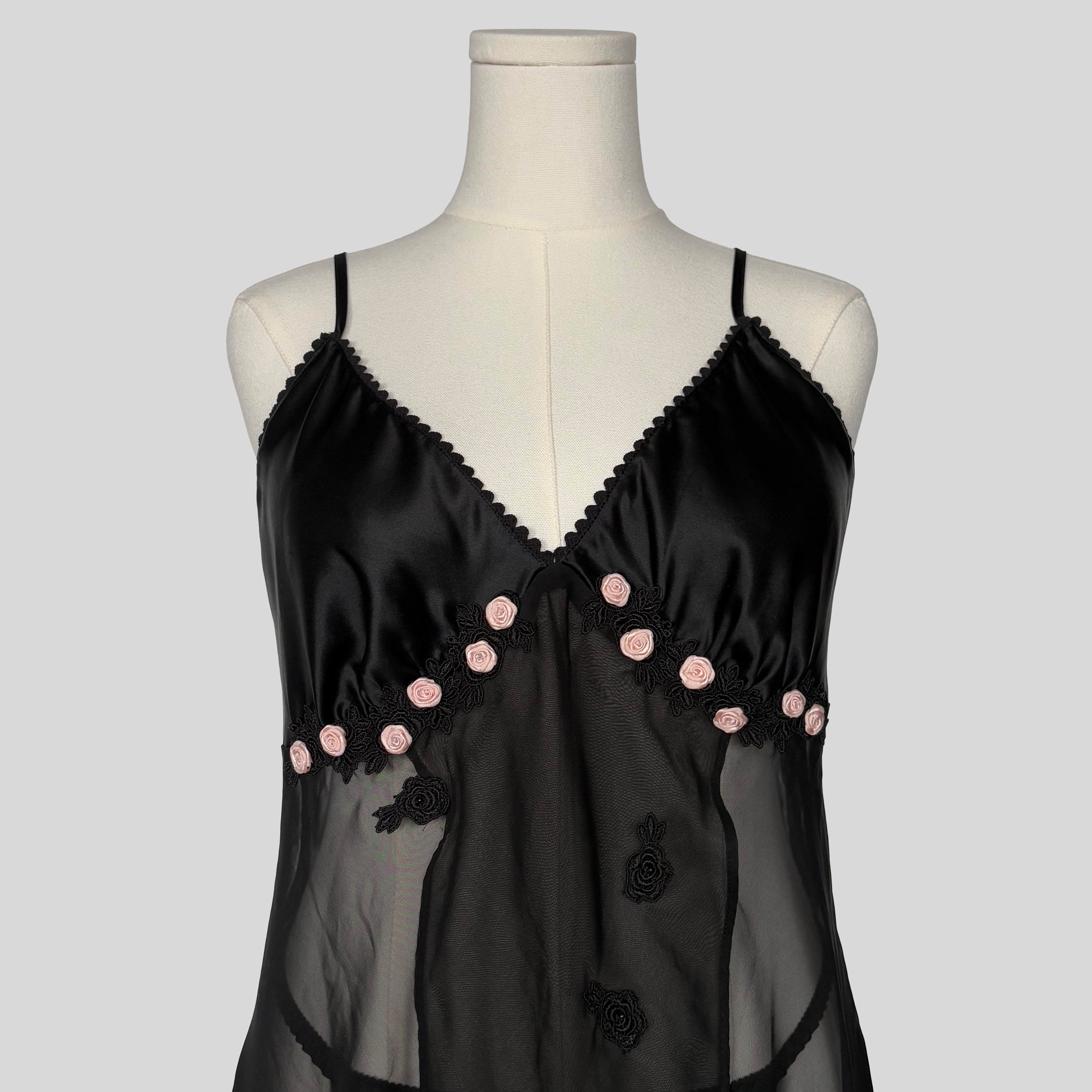 Rosette embellished babydoll dress with matching panties