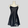 Fairy lace trim slip dress in black