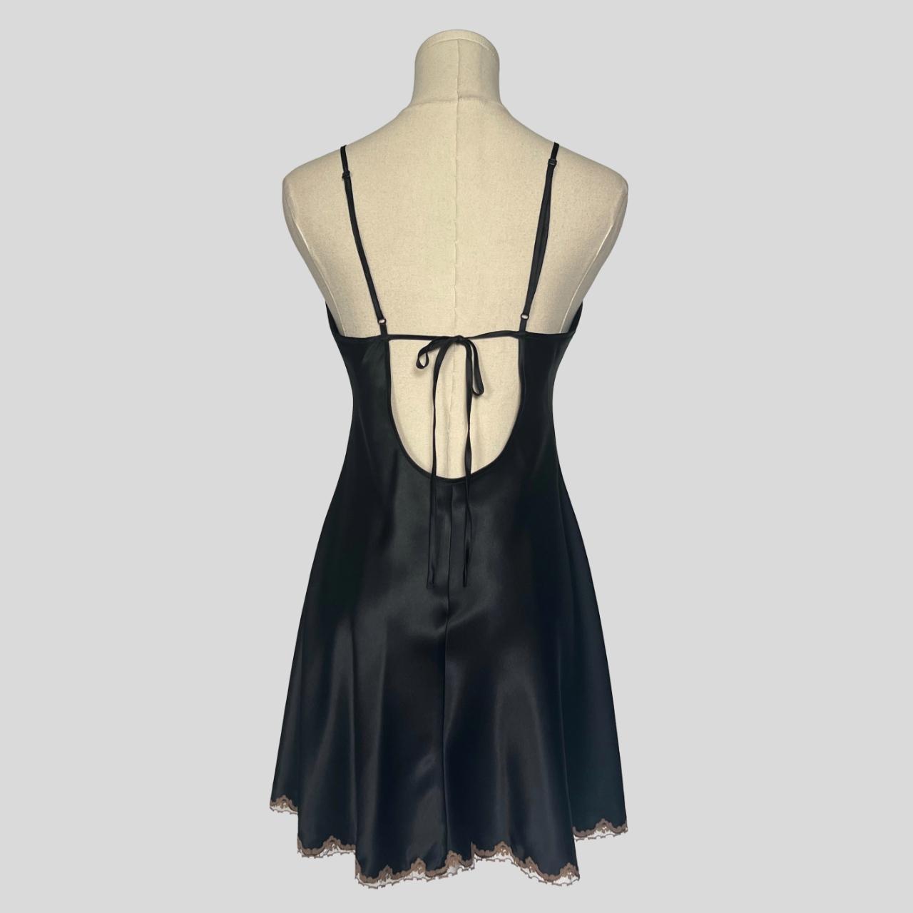 Fairy lace trim slip dress in black
